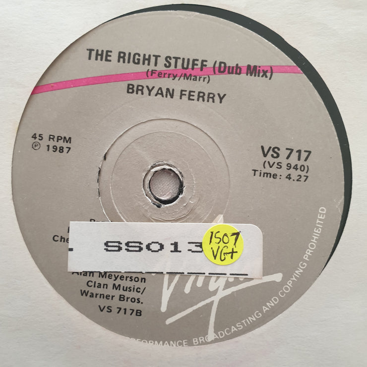 Bryan Ferry ‎– The Right Stuff - Vinyl 7" Record - Very-Good+ Quality (VG+) - C-Plan Audio