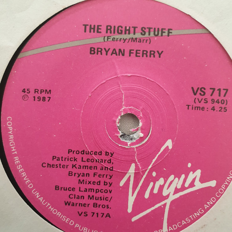 Bryan Ferry ‎– The Right Stuff - Vinyl 7" Record - Very-Good+ Quality (VG+) - C-Plan Audio