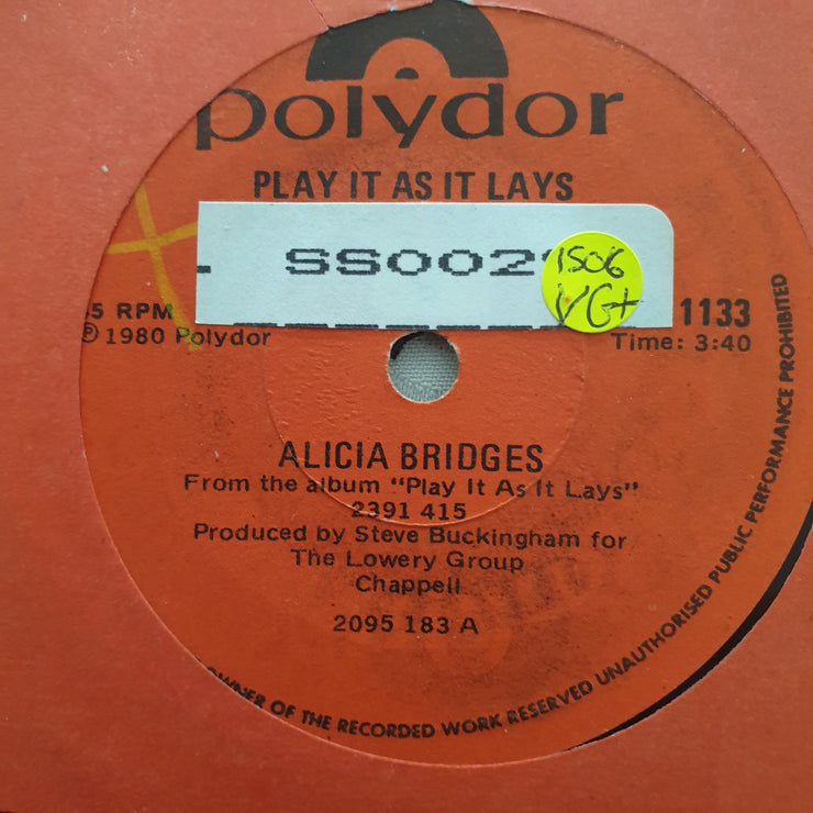 Alicia Bridges ‎– Play It As It Lays / Cheap Affairs - Vinyl 7" Record - Very-Good+ Quality (VG+) - C-Plan Audio