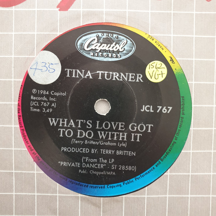 Tina Turner ‎– What's Love Got To Do With It - Vinyl 7" Record - Very-Good+ Quality (VG+) - C-Plan Audio