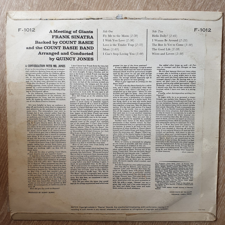 Frank Sinatra & Count Basie And His Orchestra - Arranged by Quincy Jones ‎– It Might As Well Be Swing - Vinyl LP Record - Opened  - Good Quality (G) - C-Plan Audio