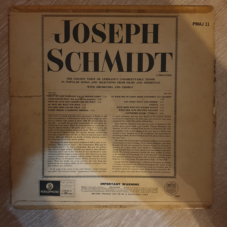 Joseph Schmidt Performances - Vinyl LP Record - Good+ Quality (G+) - C-Plan Audio