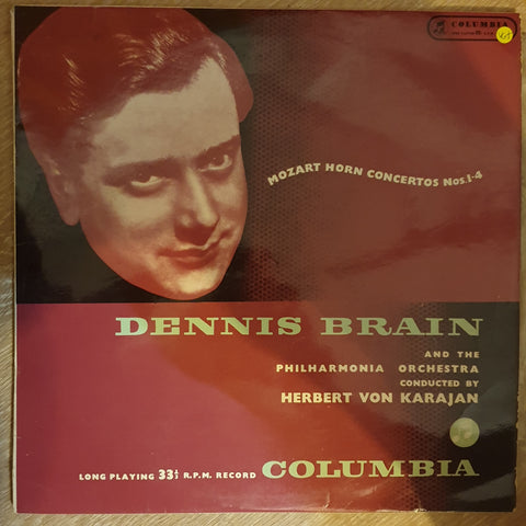 Mozart, Dennis Brain And The Philharmonia Orchestra Conducted By Herbert von Karajan ‎– Mozart Horn Concertos Nos. 1-4 - Vinyl LP Record - Very-Good+ Quality (VG+)