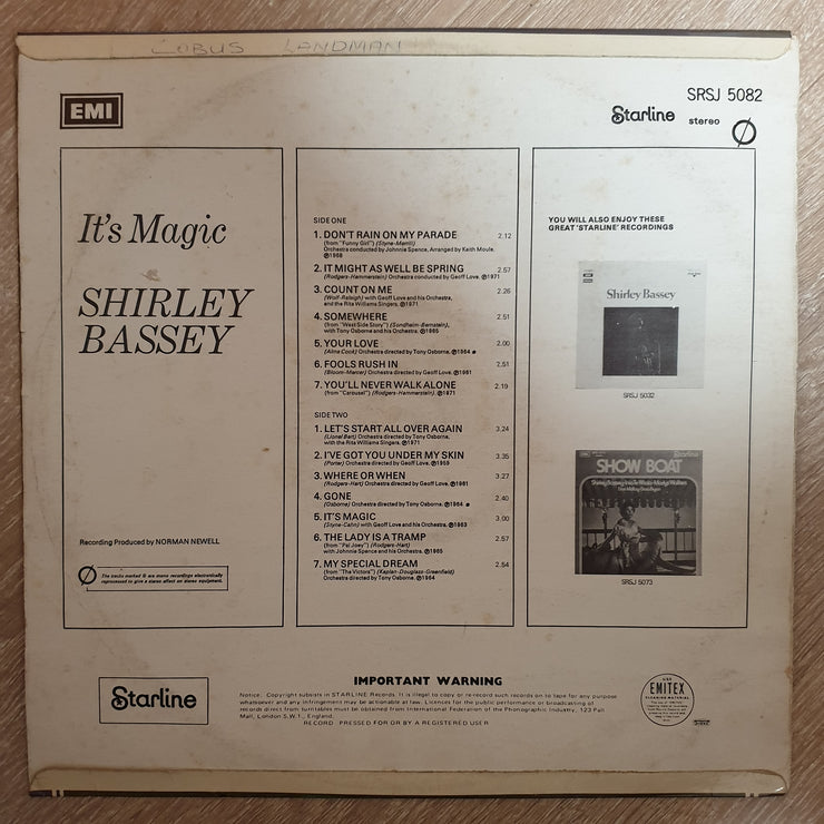 Shirley Bassey - It's Magic ‎–- Vinyl LP Record - Opened  - Very-Good Quality (VG) - C-Plan Audio