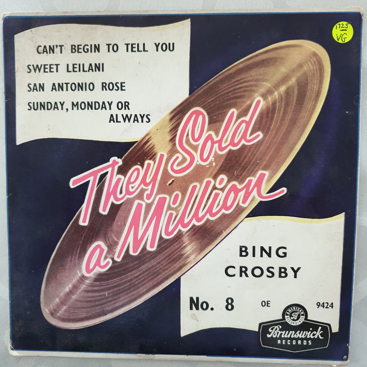 Bing Crosby ‎– They Sold A Million - No.8 - Vinyl 7" Record - Very-Good- Quality (VG-) - C-Plan Audio