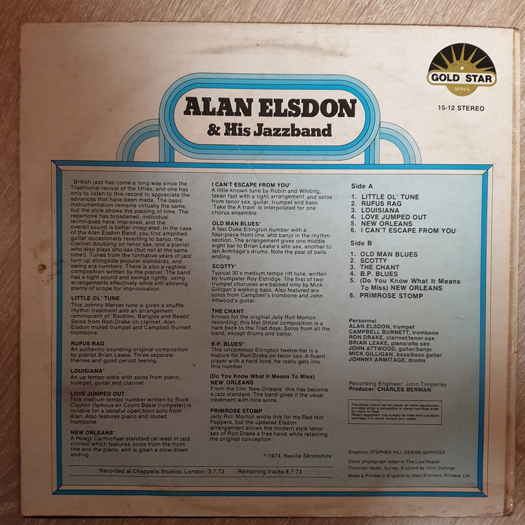 Alan Elsdon & His Jazz Band - Vinyl LP Record - Opened  - Very-Good Quality (VG) - C-Plan Audio