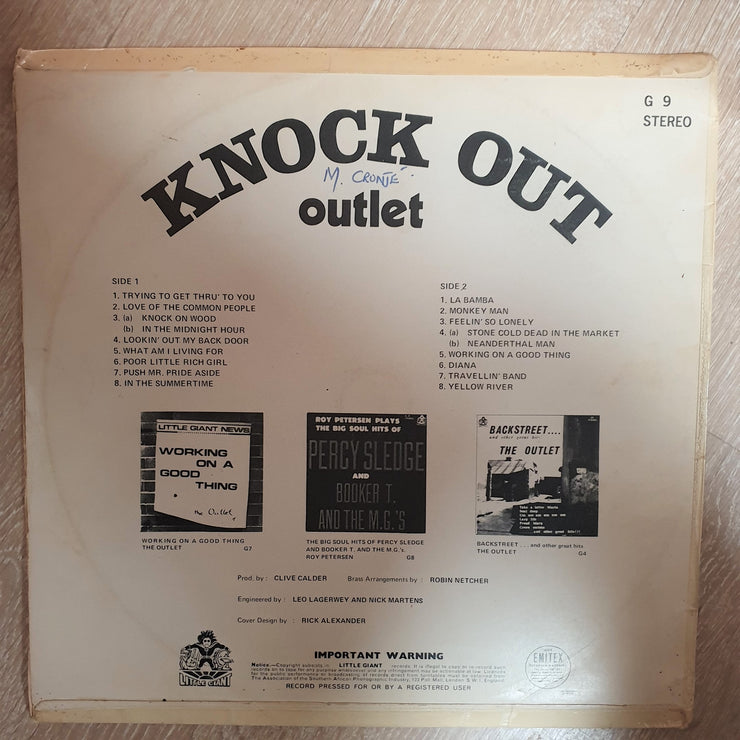 The Outlet – Knock Out -  Rare SA  Vinyl LP Record - Opened  - Very-Good Quality (VG) - C-Plan Audio
