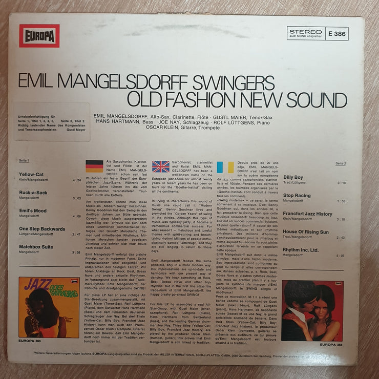 Emil Mangelsdorff Swingers ‎– Old Fashion New Sound (Germany) - Vinyl LP Record - Very-Good+ Quality (VG+) - C-Plan Audio