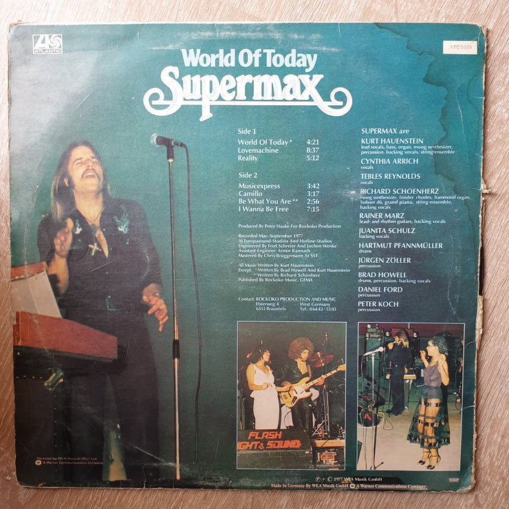 Supermax ‎– World Of Today ‎– Vinyl LP Record - Opened  - Good Quality (G) - C-Plan Audio