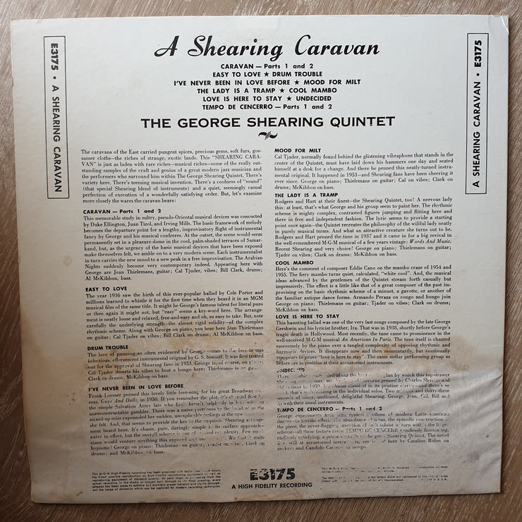 The George Shearing Quintet ‎– A Shearing Caravan -  Vinyl LP Record - Very-Good+ Quality (VG+) - C-Plan Audio