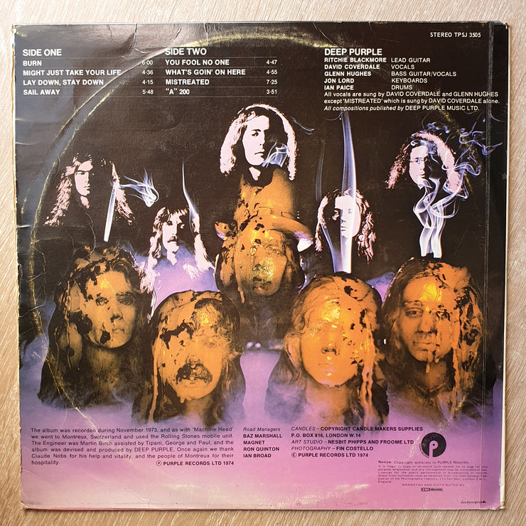Deep Purple ‎– Burn - Vinyl LP Record - Very-Good+ Quality (VG+) - C-Plan Audio