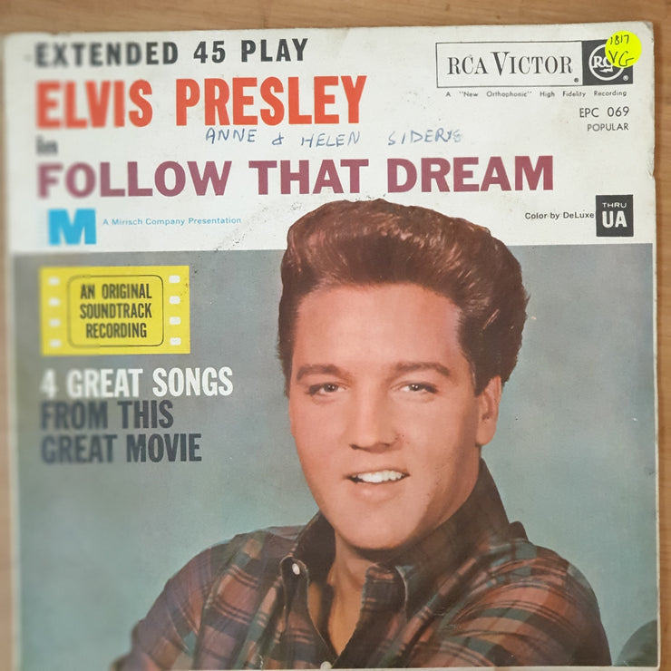 Elvis Presley ‎– Follow That Dream - Vinyl 7" Record - Opened  - Very-Good Quality (VG) - C-Plan Audio