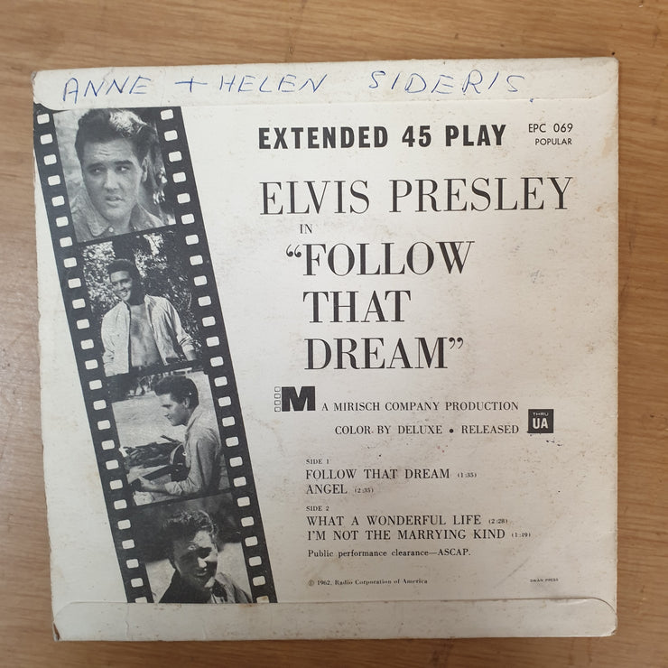 Elvis Presley ‎– Follow That Dream - Vinyl 7" Record - Opened  - Very-Good Quality (VG) - C-Plan Audio