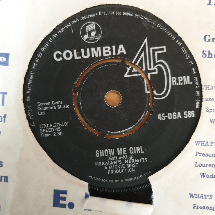 Herman's Hermits ‎– Mrs. Brown You've Got A Lovely Daughter / Show Me Girl - Vinyl 7" Record - Very-Good- Quality (VG-) - C-Plan Audio