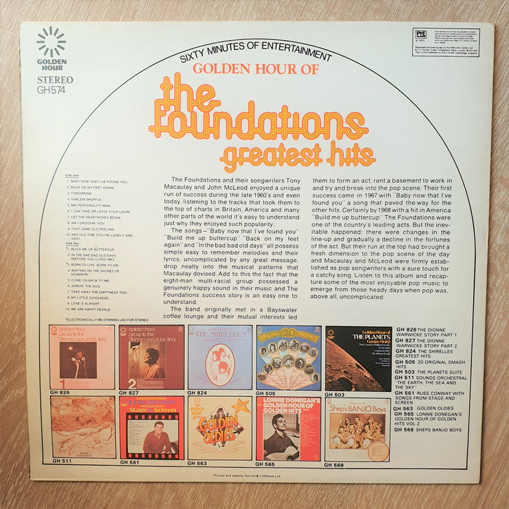The Foundations ‎– Golden Hour Of The Foundations Greatest Hits - Vinyl LP Record - Very-Good+ Quality (VG+) - C-Plan Audio