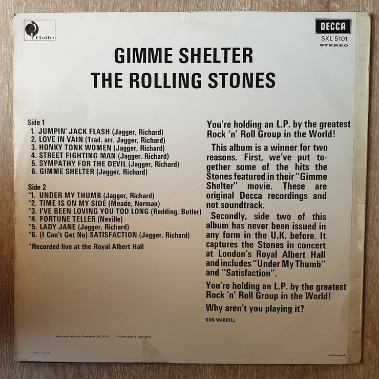 Rolling Stones ‎– Gimme Shelter - Vinyl Record - Opened  - Very-Good- Quality (VG-) - C-Plan Audio
