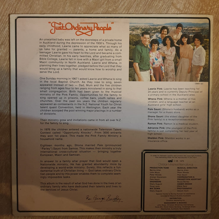 The Pink Family ‎– Just Ordinary People - Vinyl LP Record - Very-Good+ Quality (VG+) - C-Plan Audio