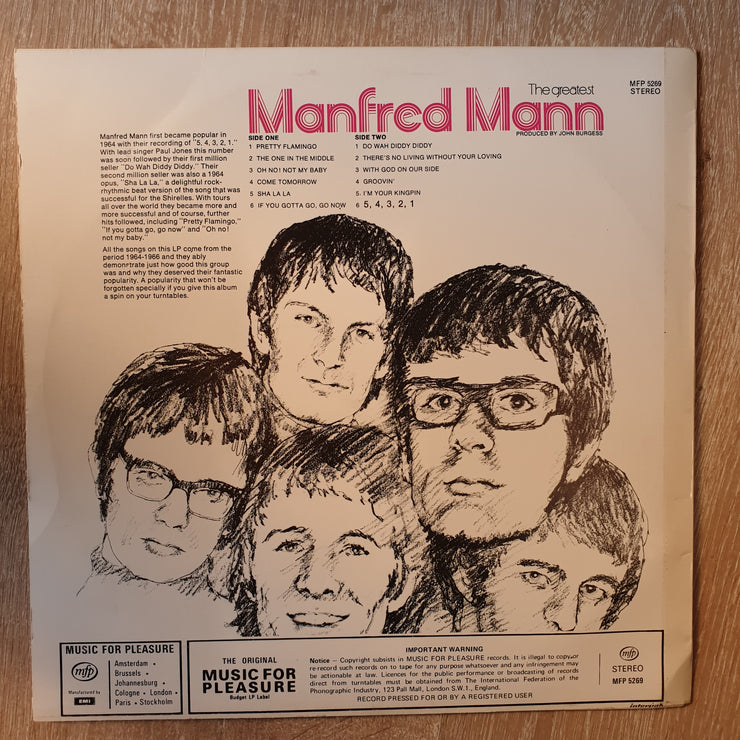 The Greatest Of Manfred Mann - Vinyl LP Record - Opened  - Very-Good  Quality (VG) - C-Plan Audio