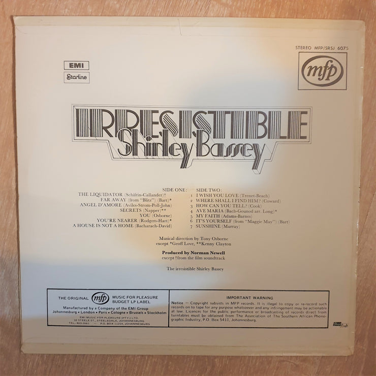 Shirley Bassey - Irresistible ‎– Vinyl LP Record - Very-Good+ Quality (VG+) - C-Plan Audio