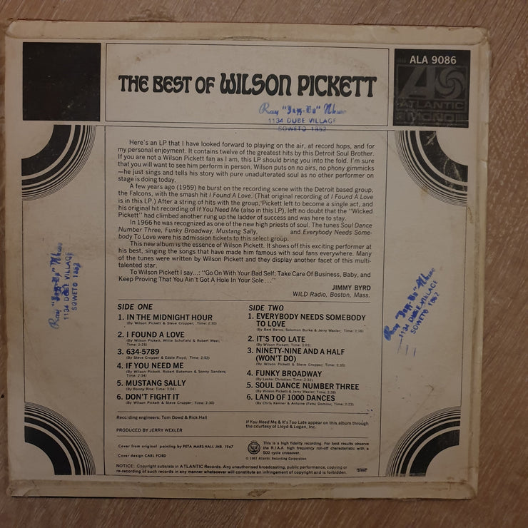 Wilson Pickett ‎– The Best Of Wilson Pickett - Vinyl LP Record - Very-Good+ Quality (VG+) - C-Plan Audio