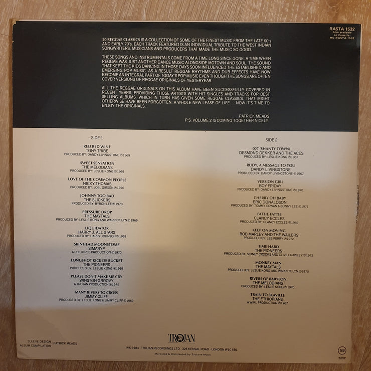 20 Reggae Classics - Vinyl LP Record - Very-Good+ Quality (VG+) - C-Plan Audio