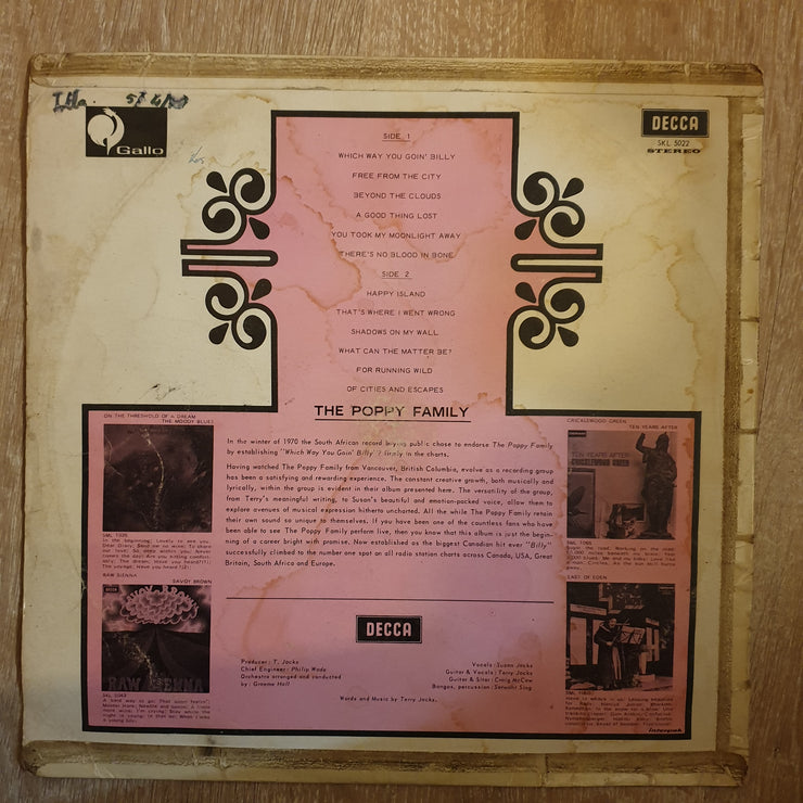The Poppy Family ‎– Which Way You Goin' Billy?  - Vinyl LP Record - Opened  - Fair Quality (F) - C-Plan Audio