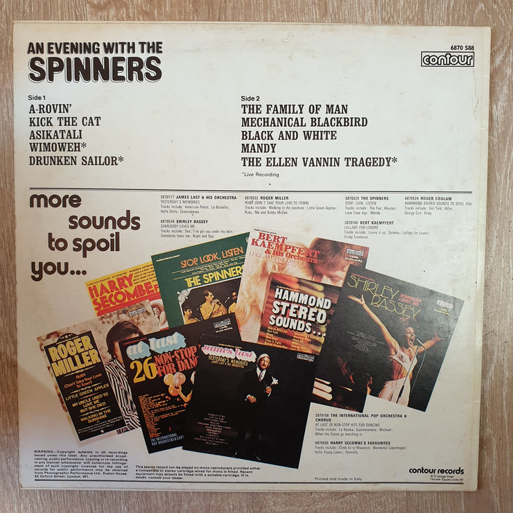 The Spinners ‎– An Evening With The Spinners -  Vinyl LP Record - Very-Good+ Quality (VG+) - C-Plan Audio
