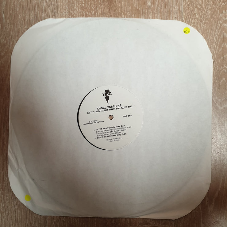 Angel Sessions ‎– Get It Right / Say That You Love Me -  Vinyl LP Record - Very-Good+ Quality (VG+) - C-Plan Audio