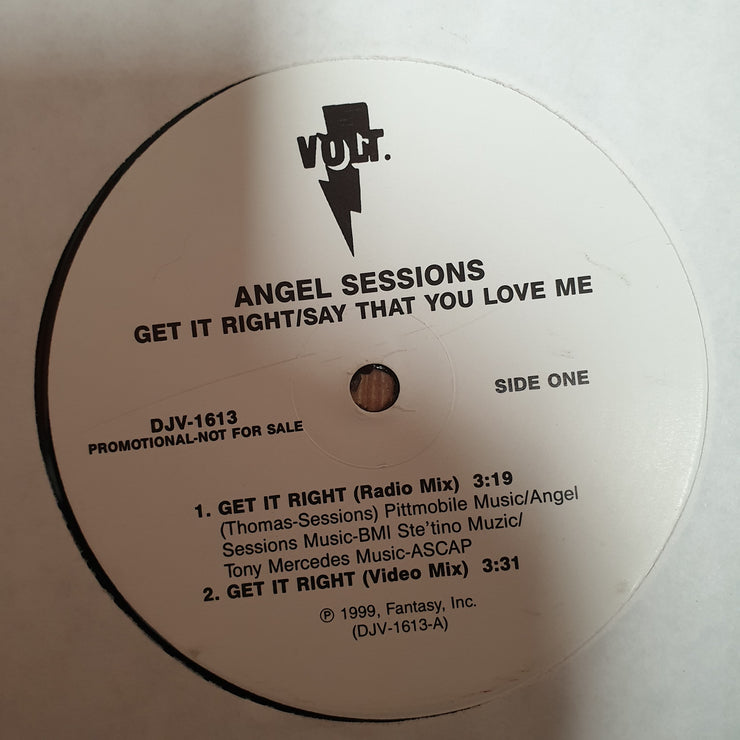 Angel Sessions ‎– Get It Right / Say That You Love Me -  Vinyl LP Record - Very-Good+ Quality (VG+) - C-Plan Audio