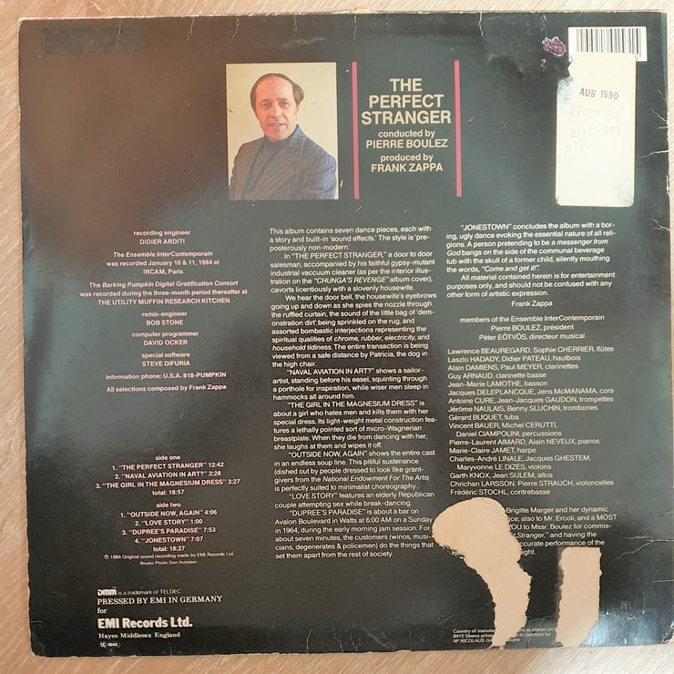 Frank Zappa - Boulez - Conducts Zappa ‎– The Perfect Stranger-  Vinyl LP Record - Very-Good+ Quality (VG+) - C-Plan Audio