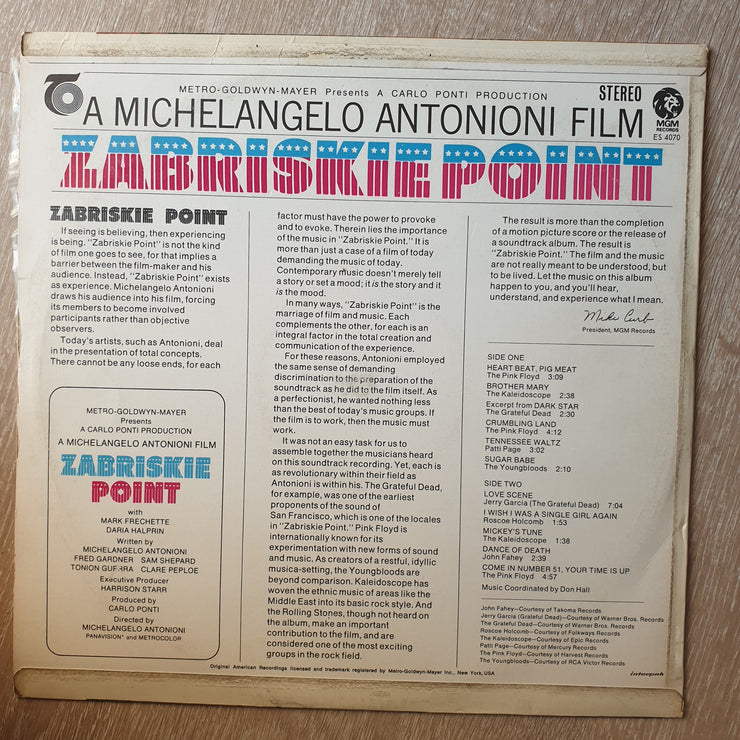 Zabriskie Point- Soundtrack - Vinyl LP Record - Very-Good+ Quality (VG+) - C-Plan Audio