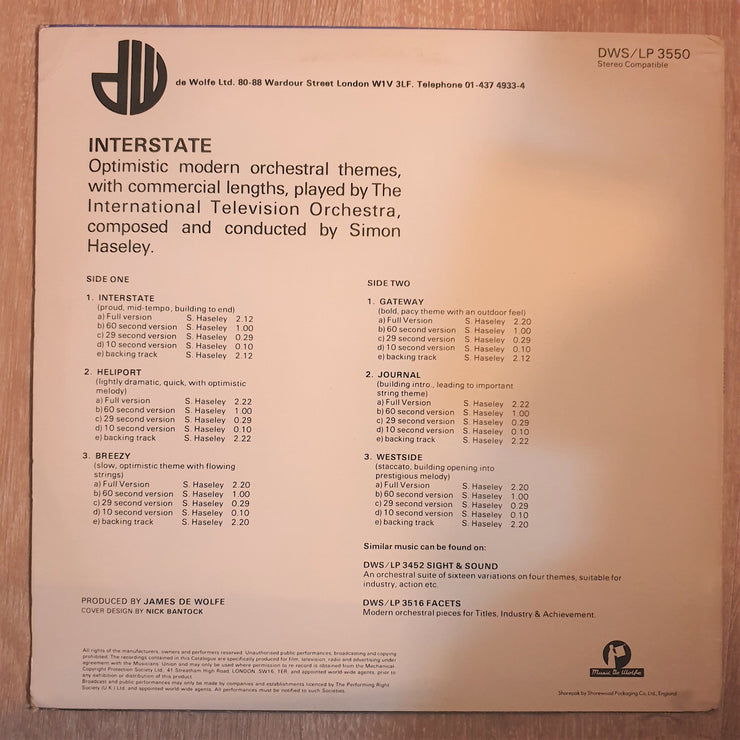 Interstate - The International Television Orchestra ‎– Music De Wolfe - Vinyl LP Record - Very-Good+ Quality (VG+) - C-Plan Audio