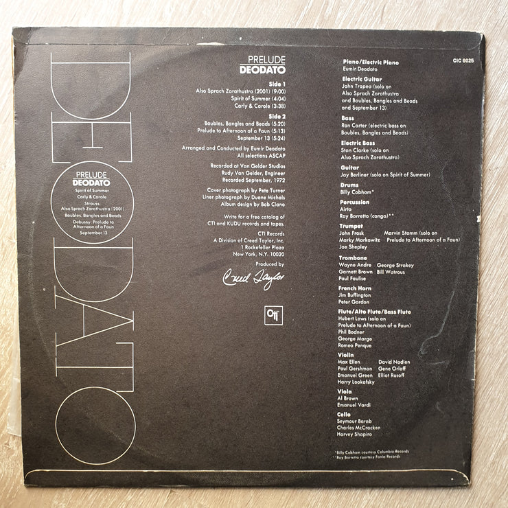 Deodato ‎– Prelude - Vinyl LP Record - Opened  - Very-Good Quality (VG) - C-Plan Audio