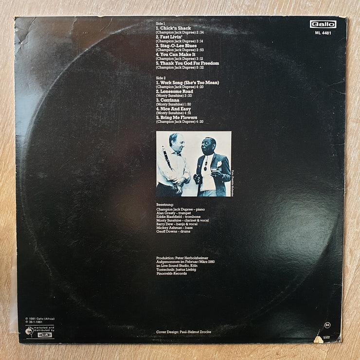 Champion Jack Dupree ‎– Meets Monty Sunshine Jazz Band - Freedom - Vinyl LP Record - Very-Good+ Quality (VG+) - C-Plan Audio
