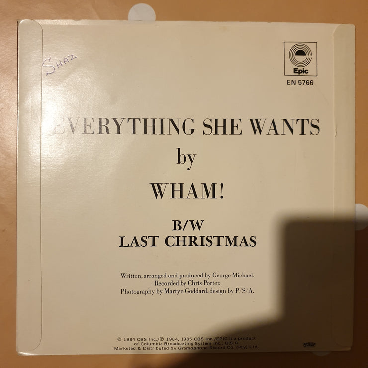 Wham! ‎– Everything She Wants  - Vinyl 7" Record - Very-Good+ Quality (VG+) - C-Plan Audio