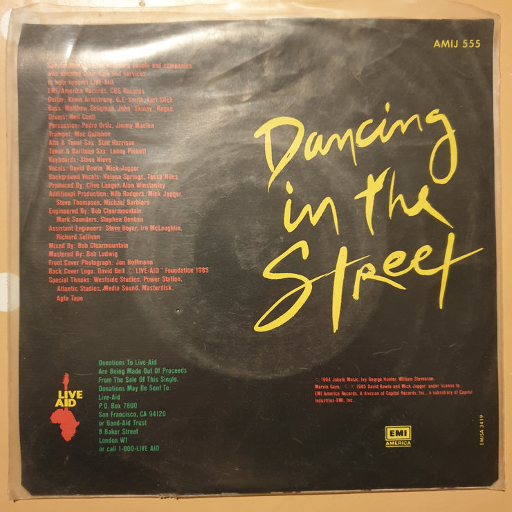 David Bowie, Mick Jagger ‎– Dancing In The Street  - Vinyl 7" Record - Very-Good+ Quality (VG+) - C-Plan Audio
