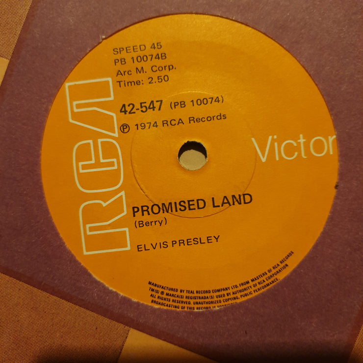 Elvis Presley ‎– It's Midnight / Promised Land  - Vinyl 7" Record - Very-Good+ Quality (VG+) - C-Plan Audio