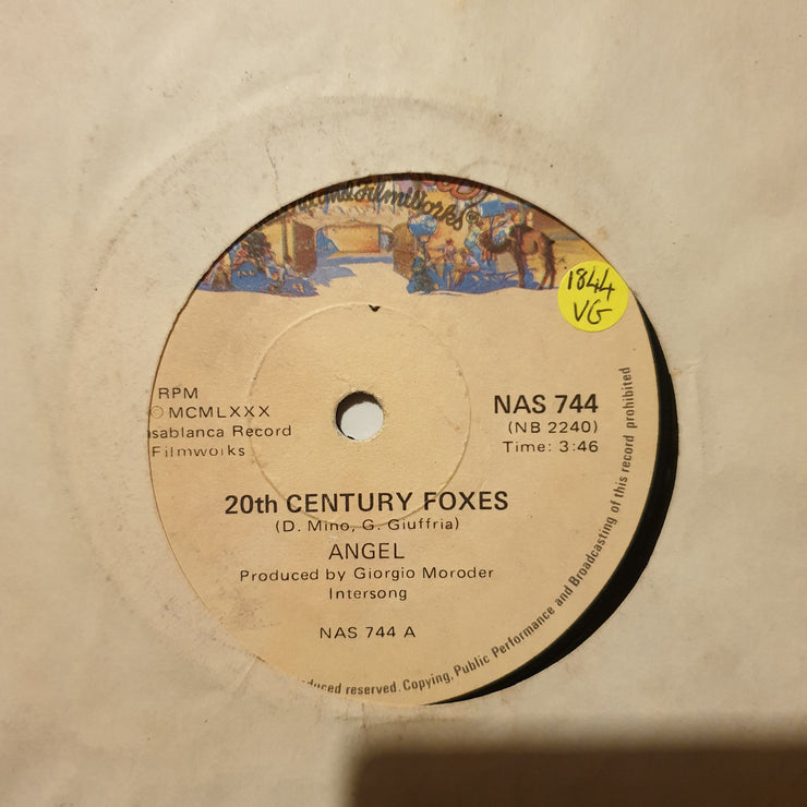 Angel ‎– 20th Century Foxes - Vinyl 7" Record - Opened  - Very-Good Quality (VG) - C-Plan Audio