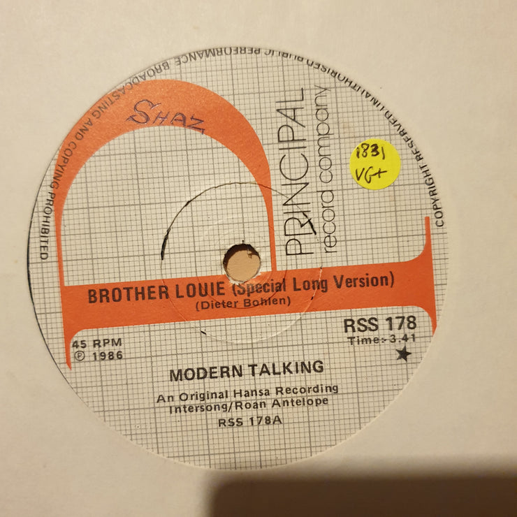 Modern Talking ‎– Brother Louie - Vinyl 7" Record - Very-Good+ Quality (VG+) - C-Plan Audio