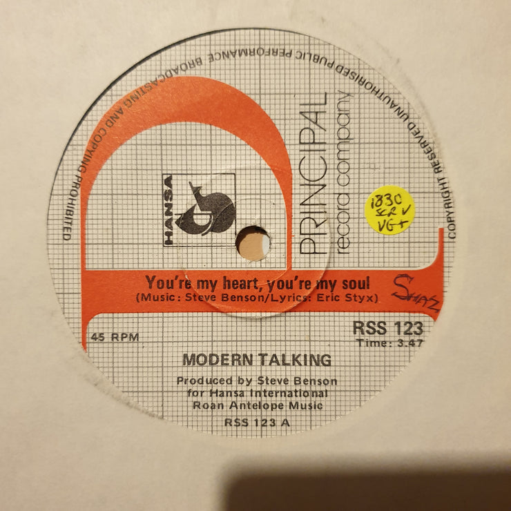 Modern Talking ‎– You're My Heart, You're My Soul - Vinyl 7" Record - Very-Good+ Quality (VG+) - C-Plan Audio
