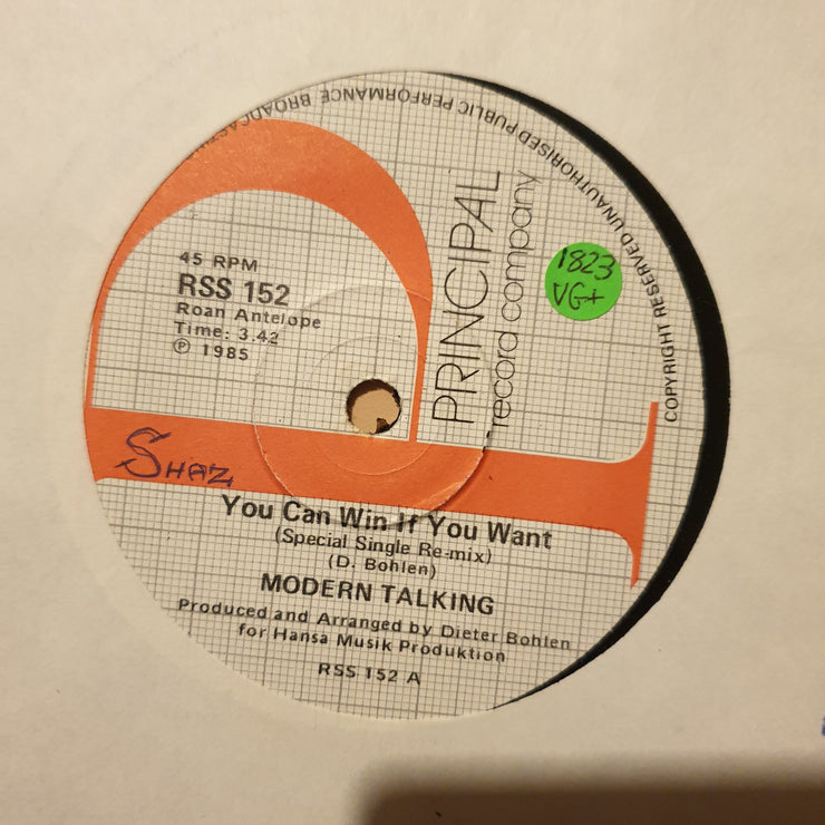 Modern Talking ‎– You Can Win If You Want (Special Single Remix) - Vinyl 7" Record - Very-Good+ Quality (VG+) - C-Plan Audio