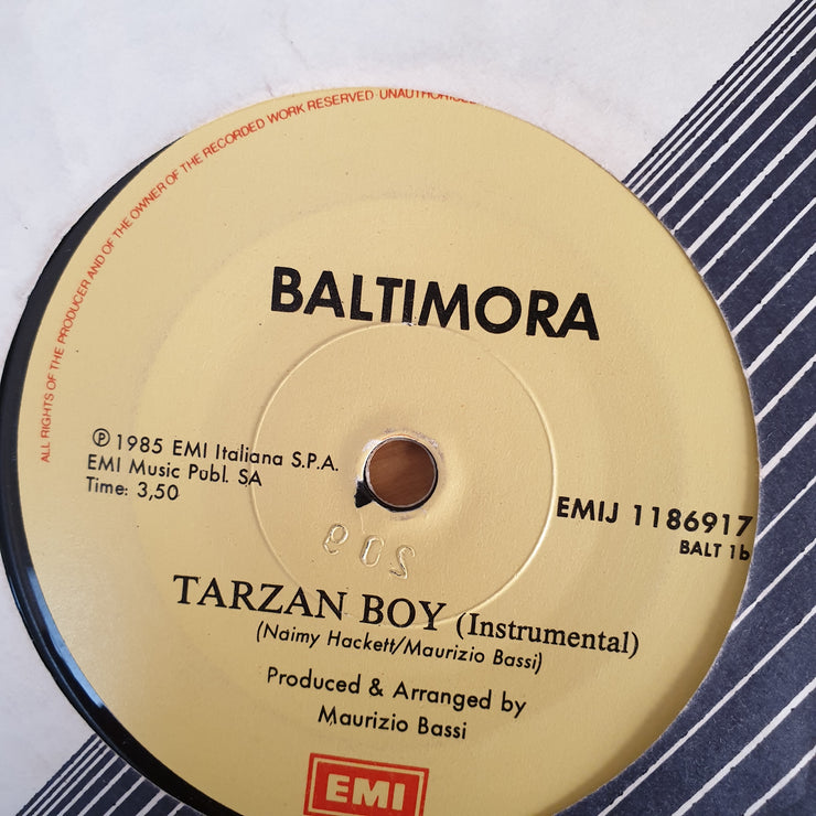 Baltimora ‎– Tarzan Boy - Vinyl 7" Record - Very-Good- Quality (VG-) - C-Plan Audio