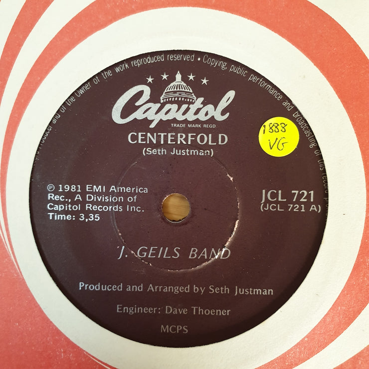 The J. Geils Band ‎– Centerfold - Vinyl 7" Record - Opened  - Very-Good Quality (VG) - C-Plan Audio