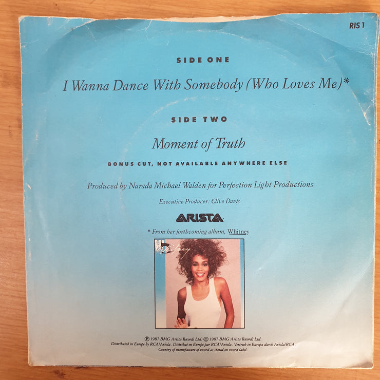 Whitney Houston ‎– I Wanna Dance With Somebody (Who Loves Me) - Vinyl 7" Record - Very-Good+ Quality (VG+) - C-Plan Audio