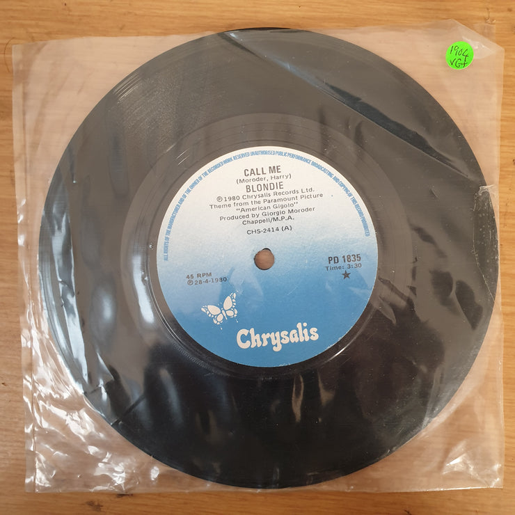 Blondie ‎– Call Me- Vinyl 7" Record - Very-Good+ Quality (VG+) - C-Plan Audio