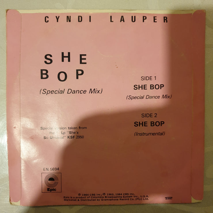 Cyndi Lauper ‎– She Bop - Vinyl 7" Record - Opened  - Very-Good Quality (VG) - C-Plan Audio