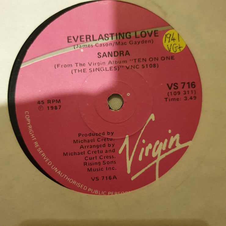 Sandra ‎– Everlasting Love - Vinyl 7" Record - Very-Good+ Quality (VG+) - C-Plan Audio