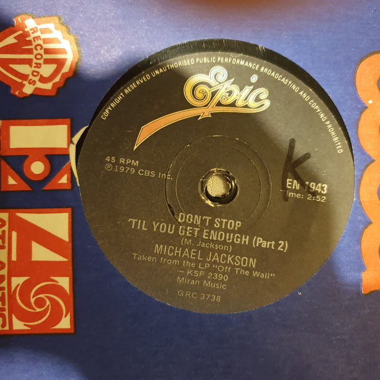 Michael Jackson ‎– Don't Stop 'Til You Get Enough - Vinyl 7" Record - Very-Good+ Quality (VG+) - C-Plan Audio