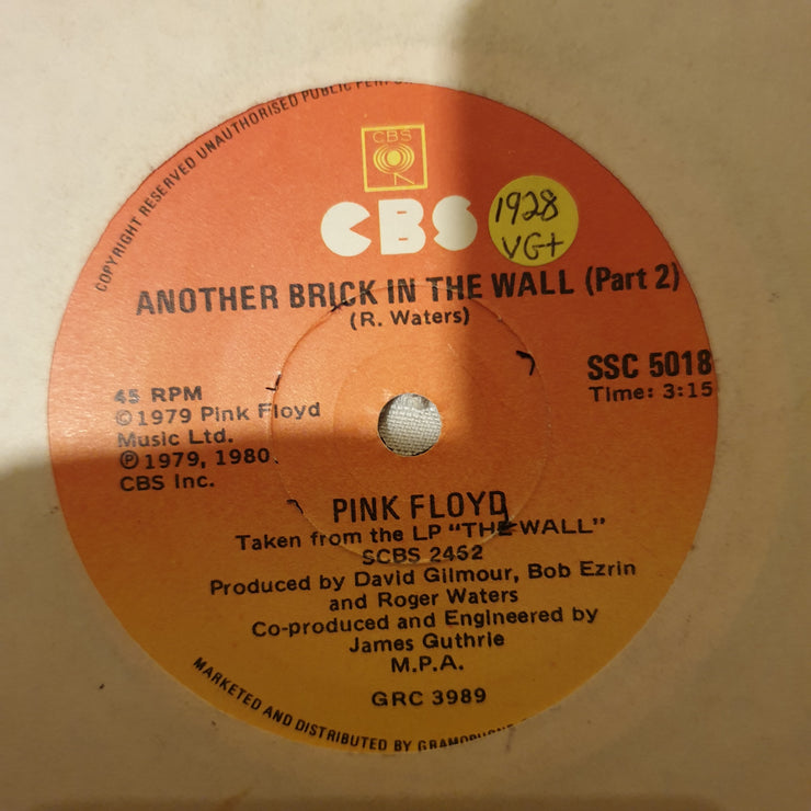 Pink Floyd ‎– Another Brick In The Wall (Part II) - Vinyl 7" Record - Very-Good+ Quality (VG+) - C-Plan Audio