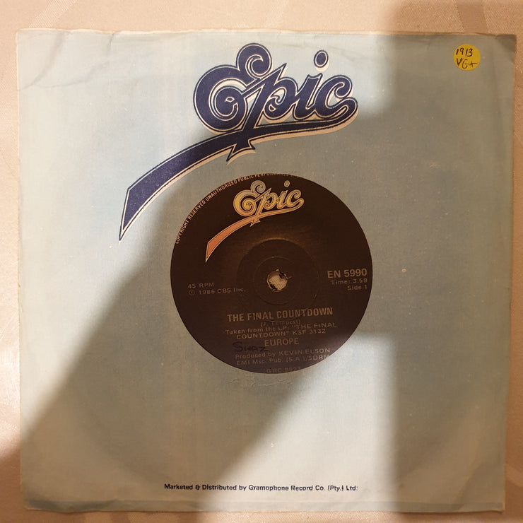 Europe ‎– The Final Countdown - Vinyl 7" Record - Very-Good+ Quality (VG+) - C-Plan Audio